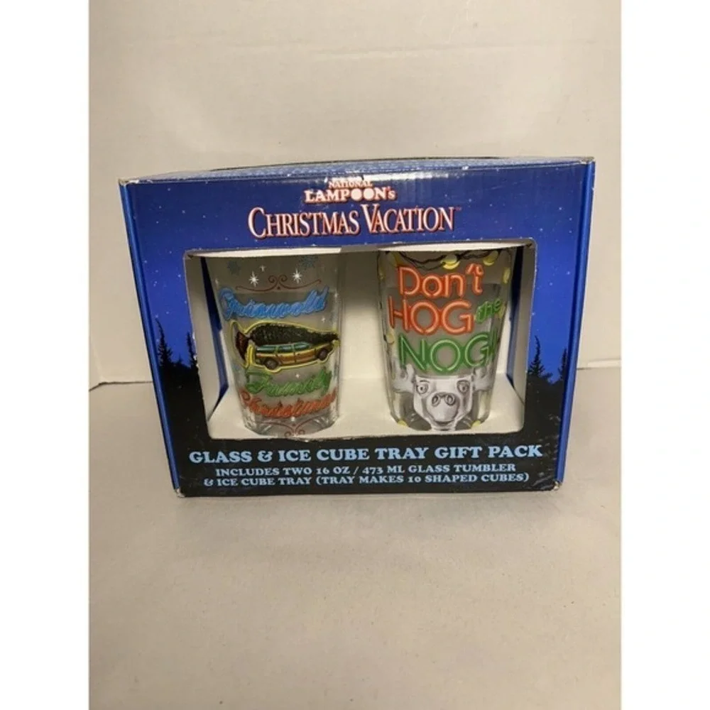 National Lampoon's Christmas Vacation Glass & Ice Cube Tray Combo Pack NIB